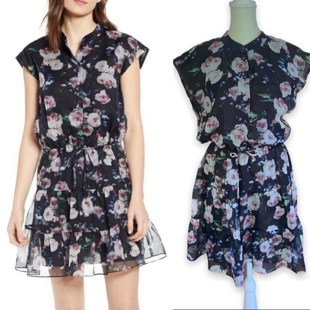 REBECCA Minkoff Ollie Black Floral Mini Dress | Size Small